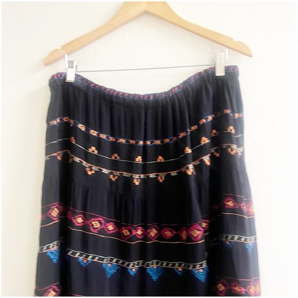 Chico's Black and Multicolor Embroidered Midi Skirt - Picture 9 of 16
